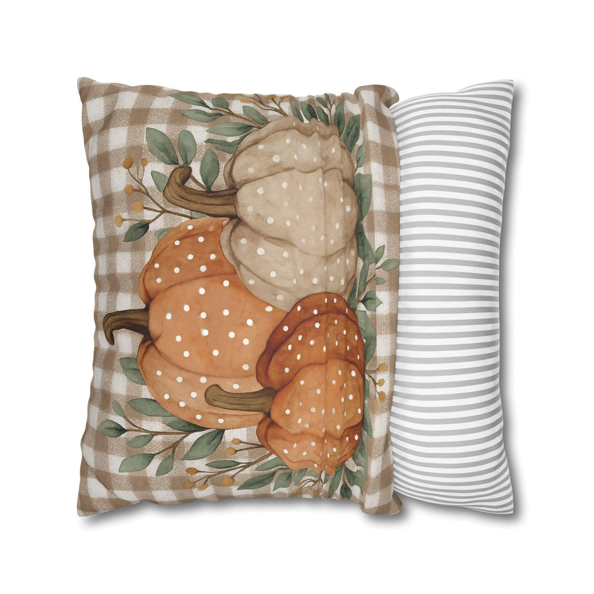 Fall Pillow Cover, Double-Sided Pumpkin Print in Faux Suede, Four Sizes