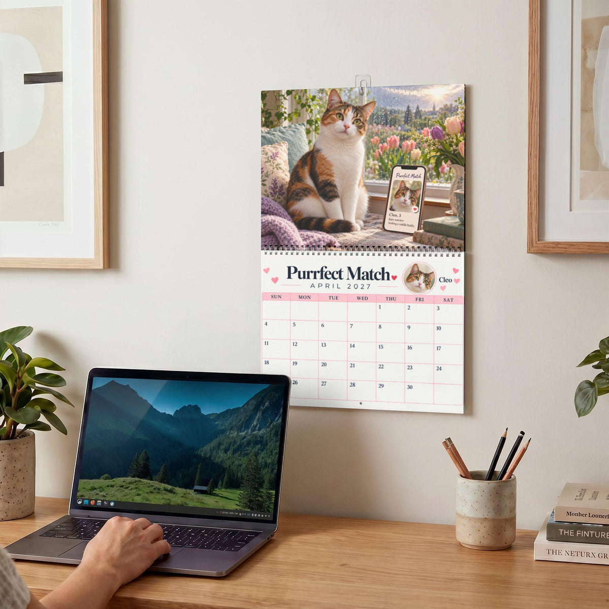Purrfect Match Wall Calendar | 2027 Cat Photos, Monthly Planner