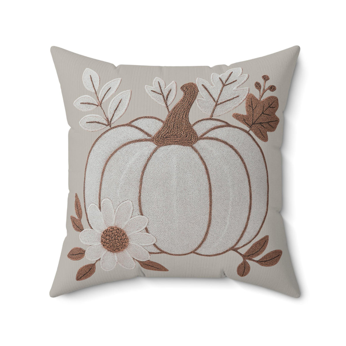 Zippered Washable Pumpkin Pillow, Faux Suede Double-Sided Print with Concealed Closure