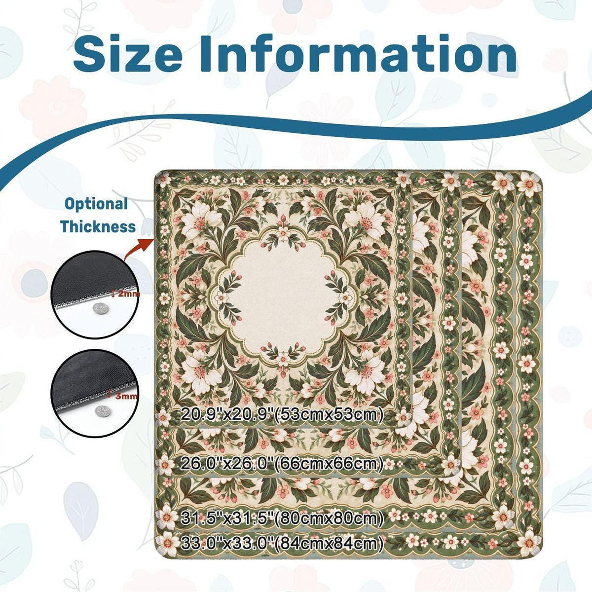 Floral American Mahjong Mat, Polyester Rubber Backing, Roll-Up Game Surface
