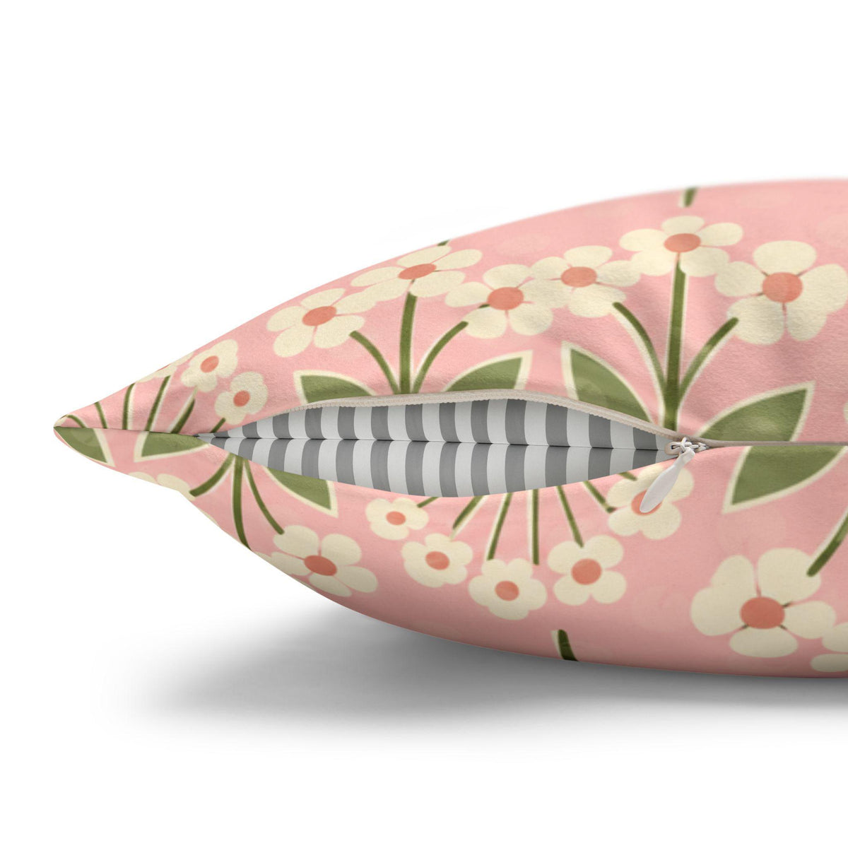 Pink Floral Pillow Cover, Double-Sided Accent with Design