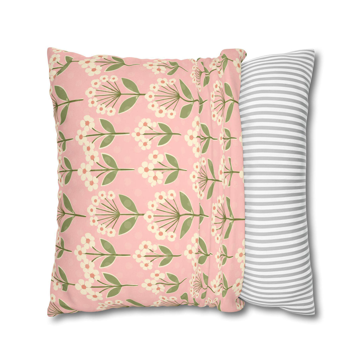 Pink Floral Pillow Cover, Double-Sided Accent with Design
