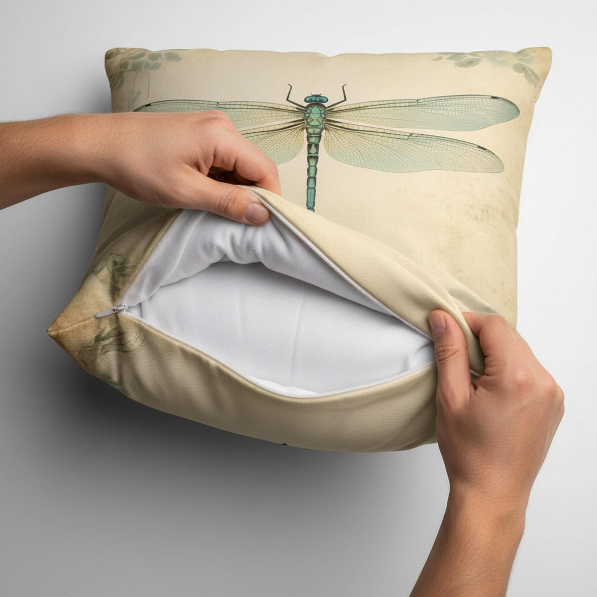 Dragonfly Pillow Cover with Soft Print, Double-Sided Decor