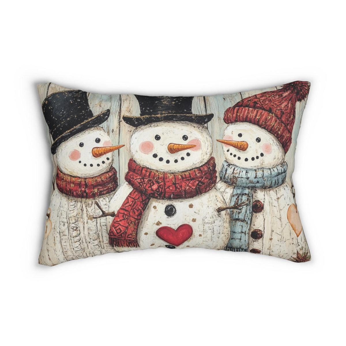 Cozy Winter Snowman Lumbar Pillow: Festive Holiday Decor for Christmas Cheer & Farmhouse Charm