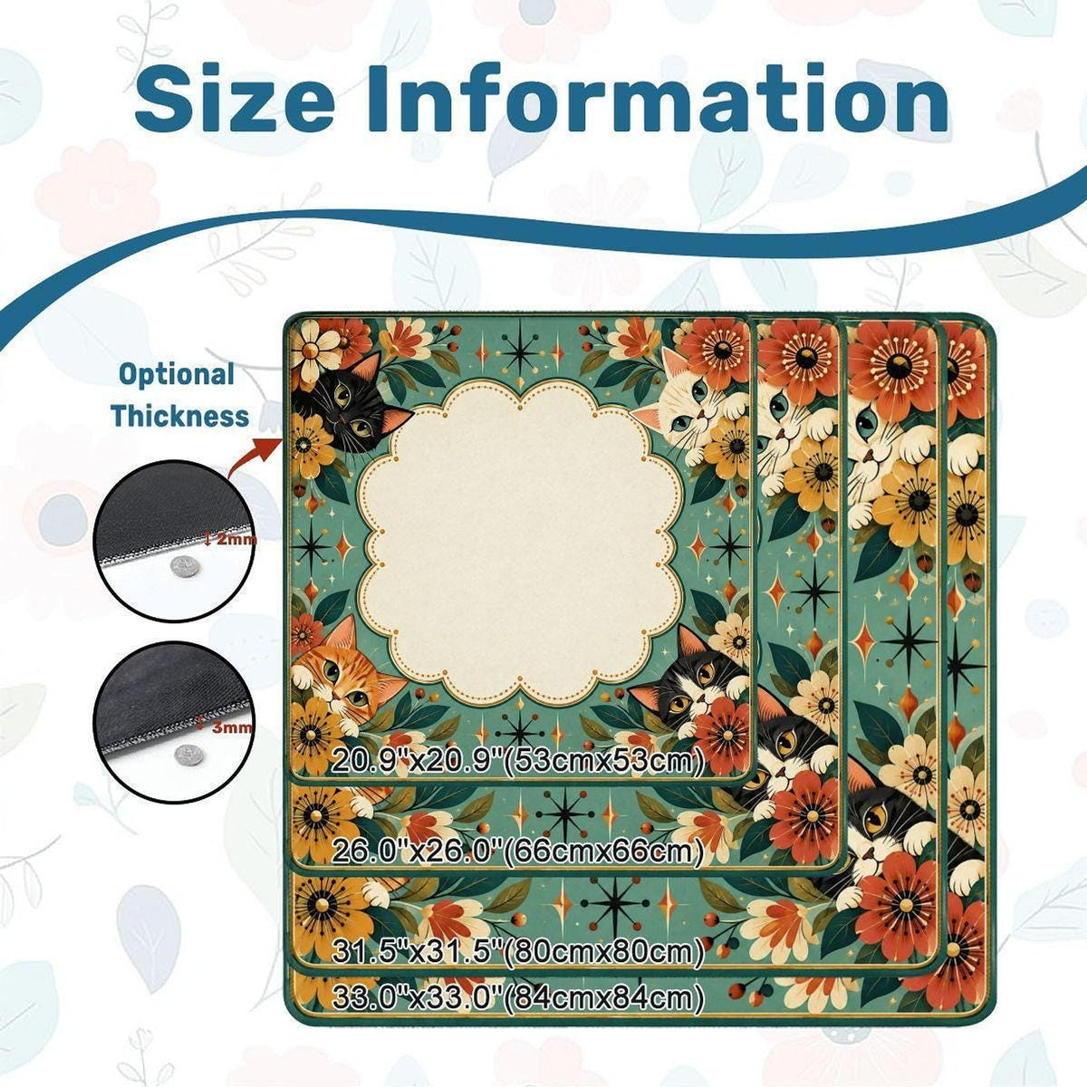 Retro Cat Mahjong Mat, American Game Mat with Non-Slip Rubber Backing