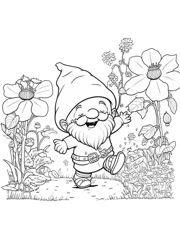 Adorable Gnome Coloring Pages Set for Kids - Digital Download