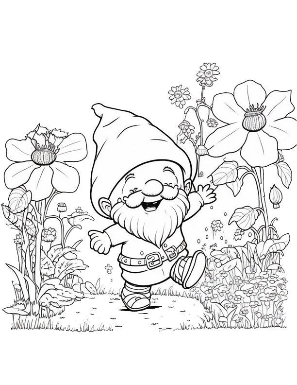 Gnome Coloring Pages Set for Kids - Digital Download