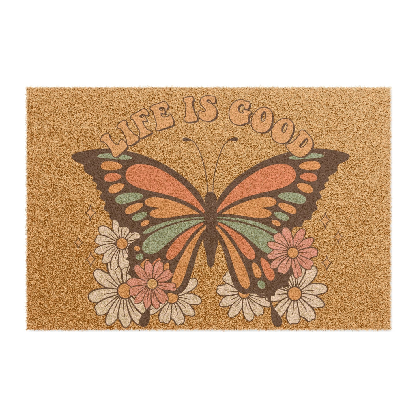 Butterfly Coir Doormat: Whimsical Outdoor Welcome Mat, Non-Slip