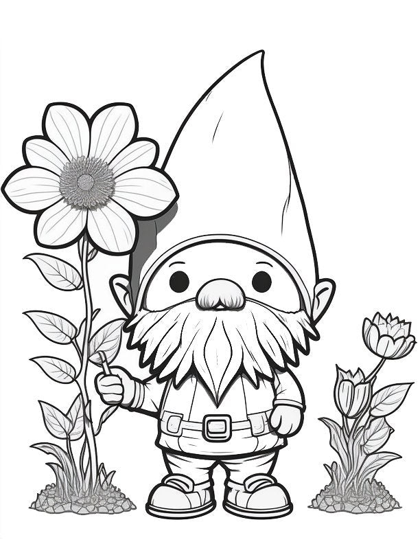 Gnome Coloring Pages Set for Kids - Digital Download