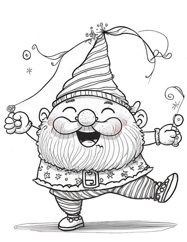 Adorable Gnome Coloring Pages Set for Kids - Digital Download