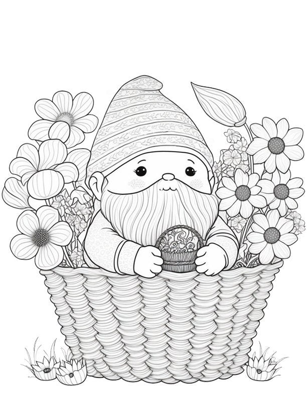 Adorable Gnome Coloring Pages Set for Kids - Digital Download