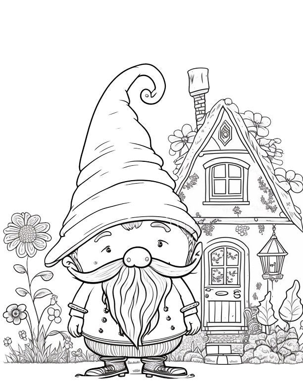 Adorable Gnome Coloring Pages Set for Kids - Digital Download