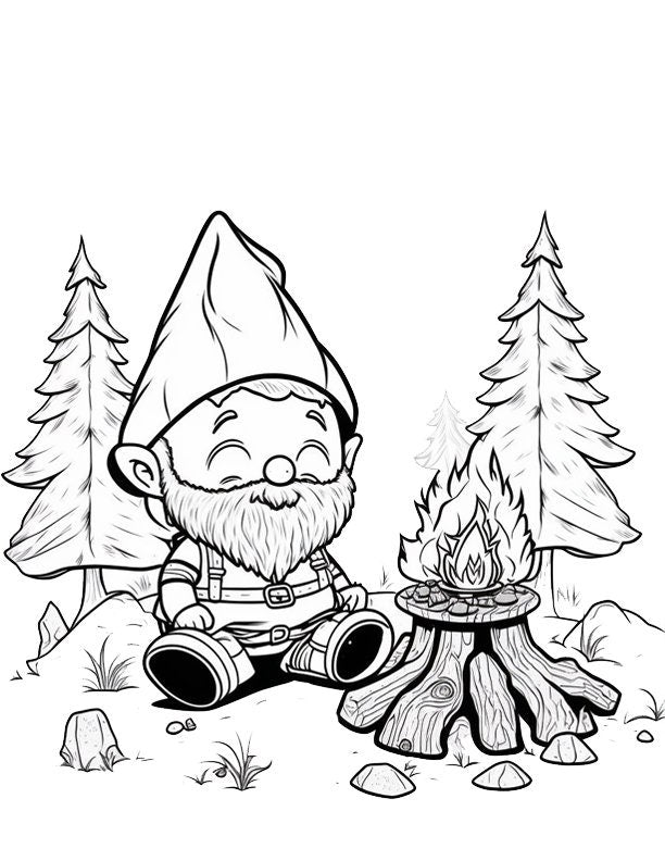 Adorable Gnome Coloring Pages Set for Kids - Digital Download