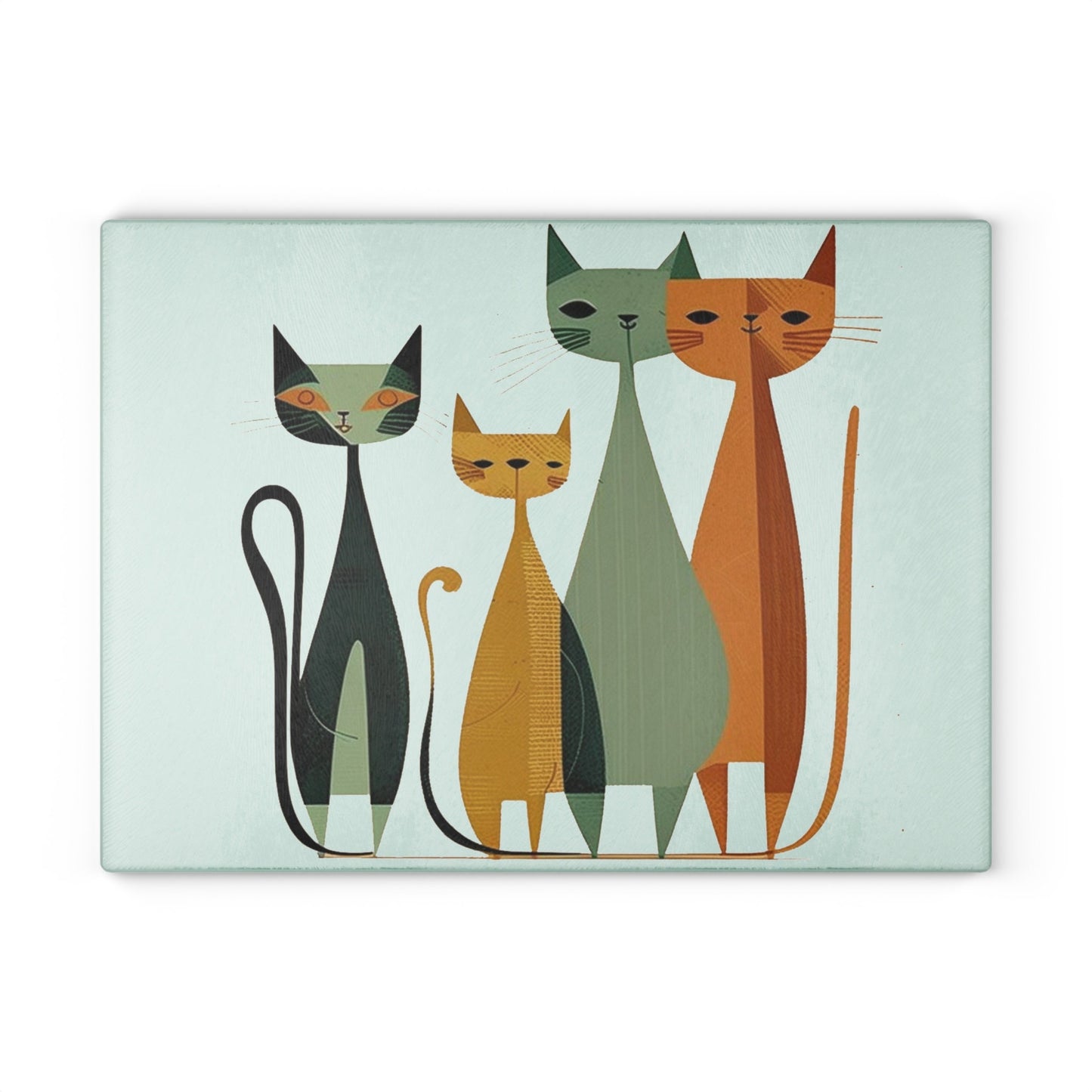 Glass Chopping Board with Vintage Cat Design for Unique Kitchen Decor
