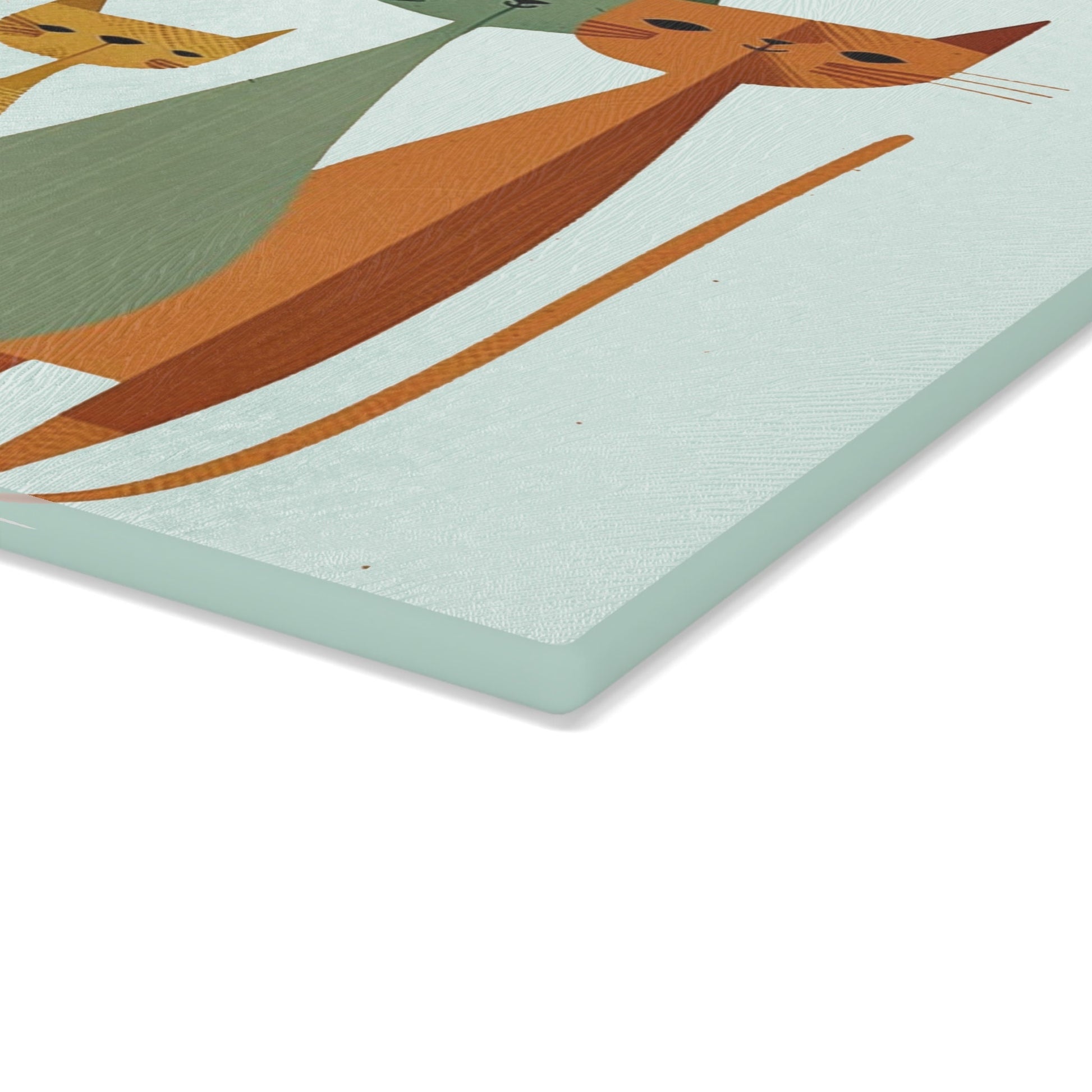 Glass Chopping Board with Vintage Cat Design for Unique Kitchen Decor