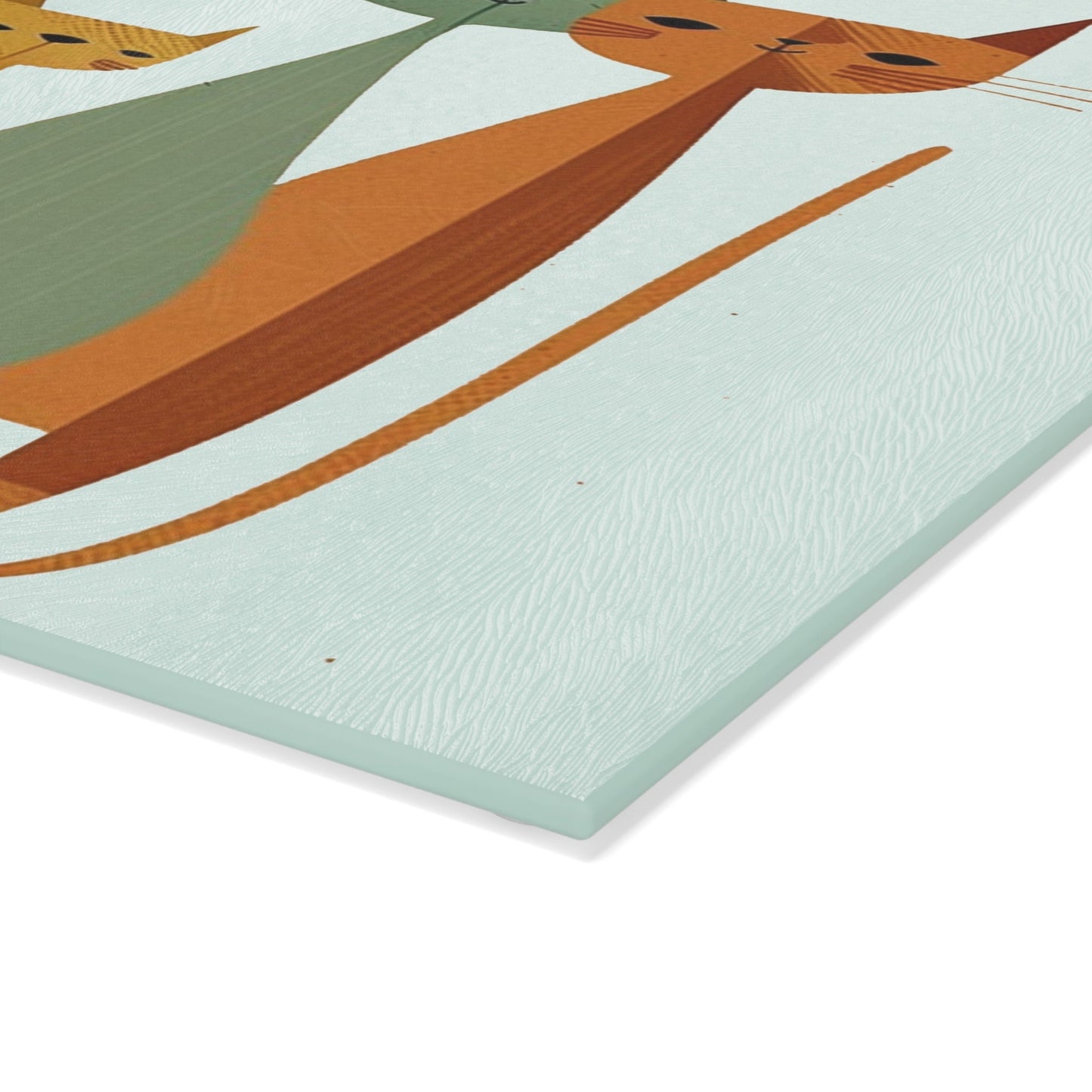 Glass Chopping Board with Vintage Cat Design for Unique Kitchen Decor