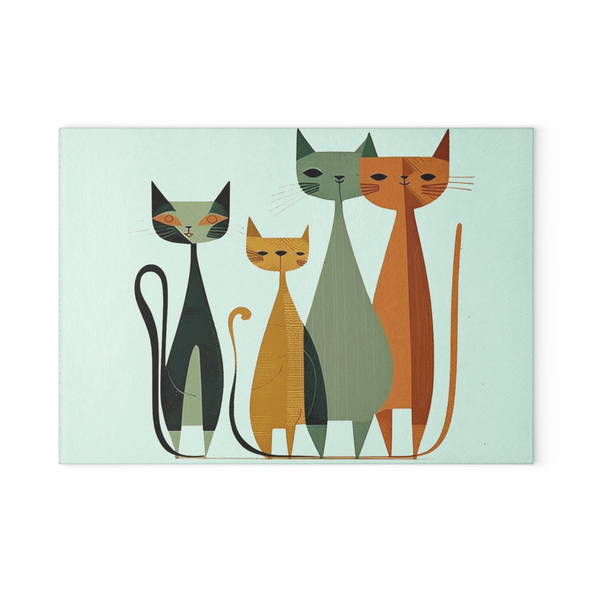 Glass Chopping Board with Vintage Cat Design for Unique Kitchen Decor