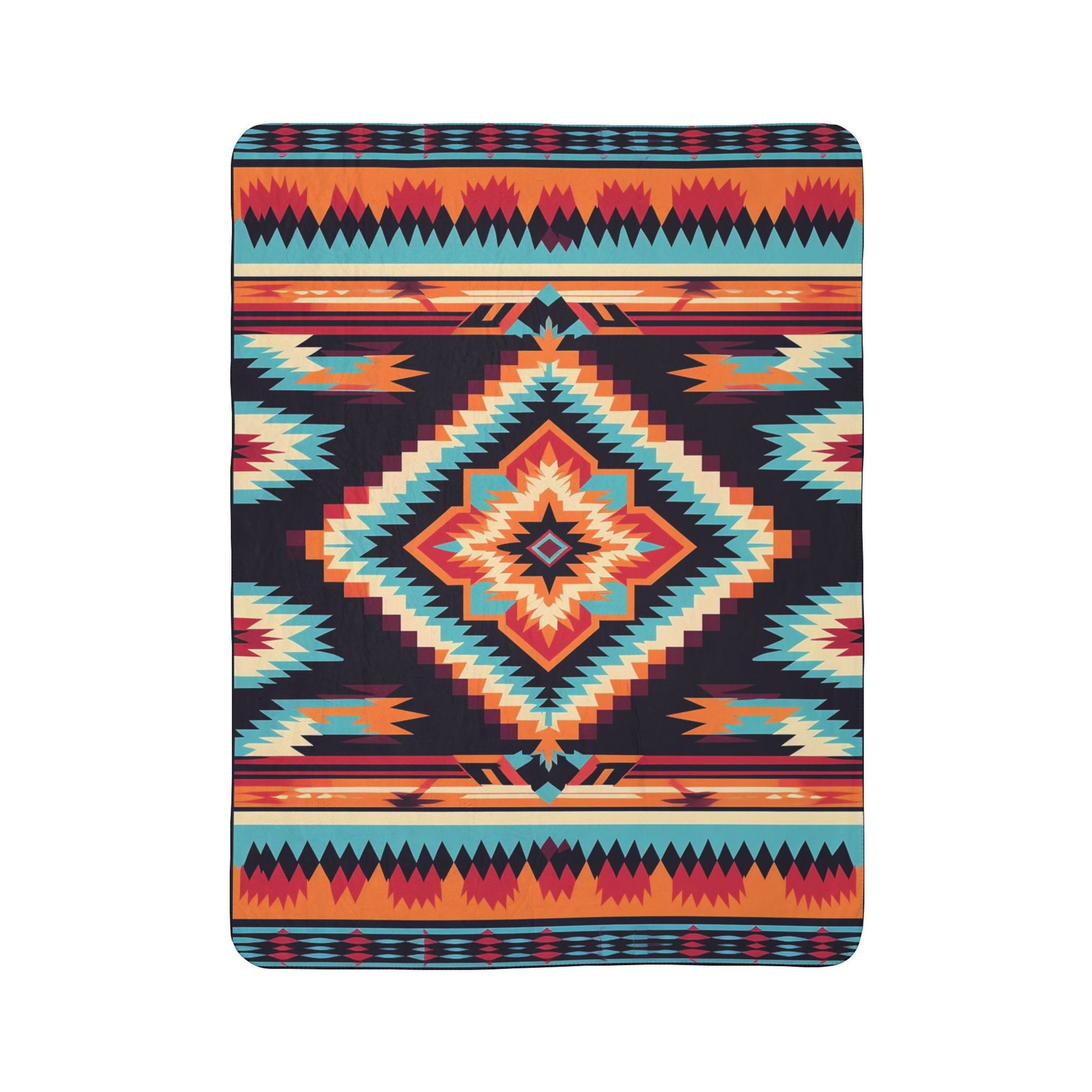Cozy Native American Sherpa Throw, Fleece Southwest Bed Blanket, Western Decor Gift