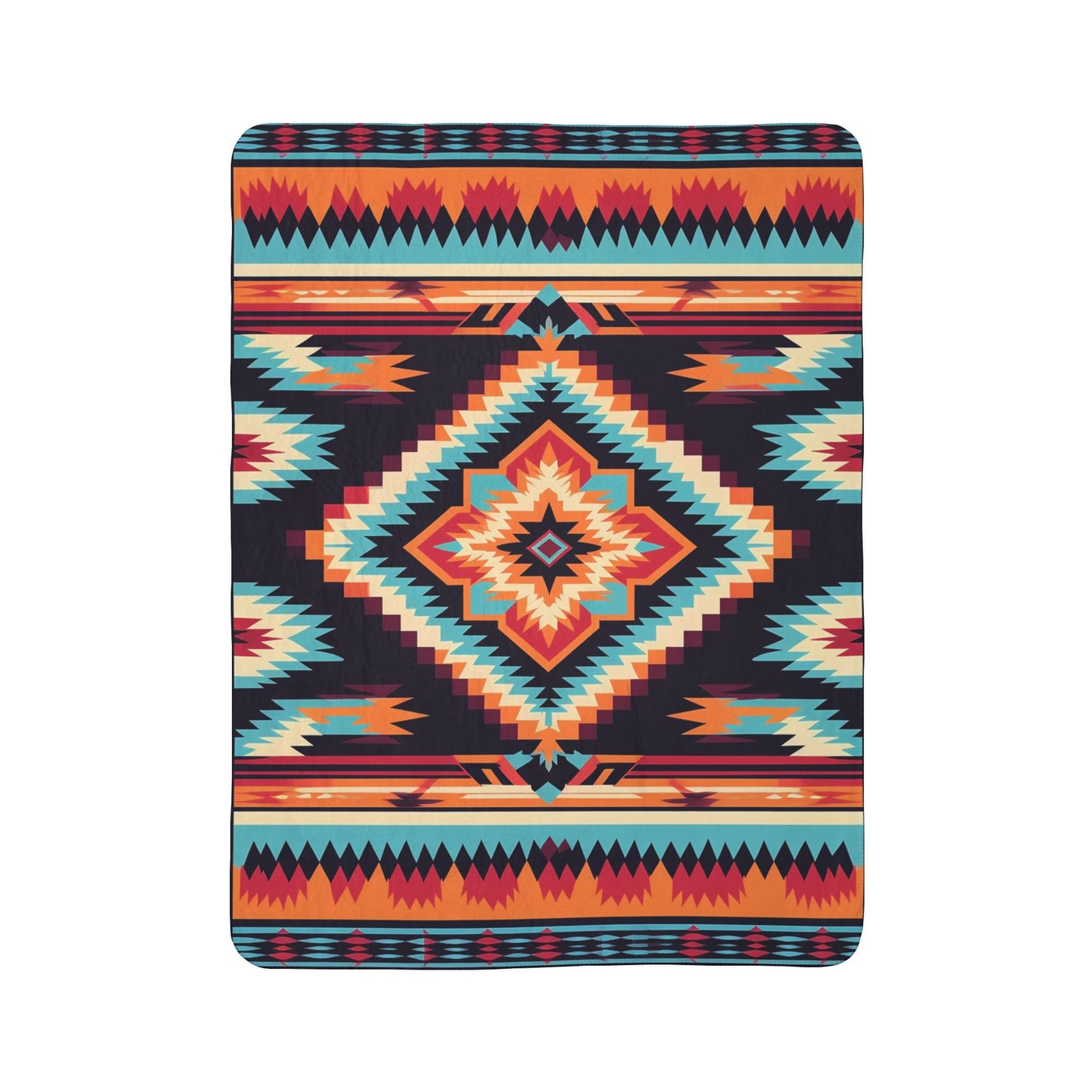 Aztec Sherpa Throw: Fleece Southwest Blanket for Bed, Couch, Camping - Native American Decor Gift