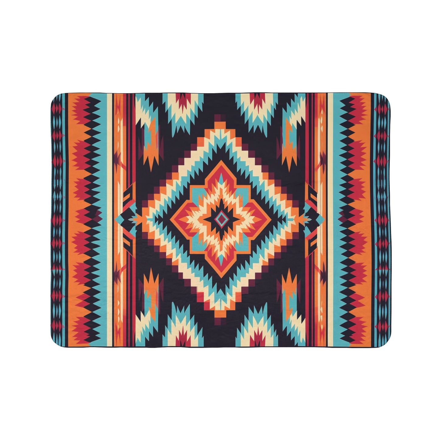 Aztec Sherpa Throw: Fleece Southwest Blanket for Bed, Couch, Camping - Native American Decor Gift