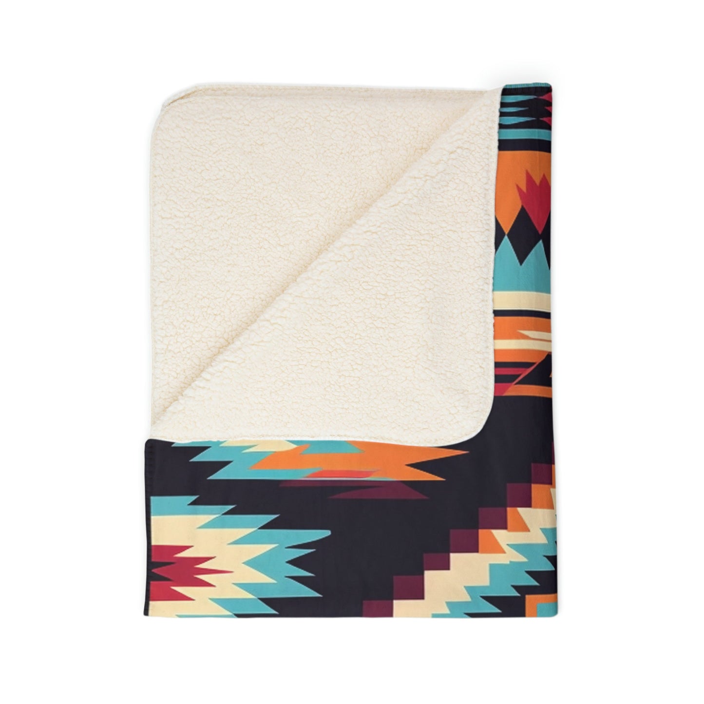 Cozy Native American Sherpa Throw, Fleece Southwest Bed Blanket, Western Decor Gift