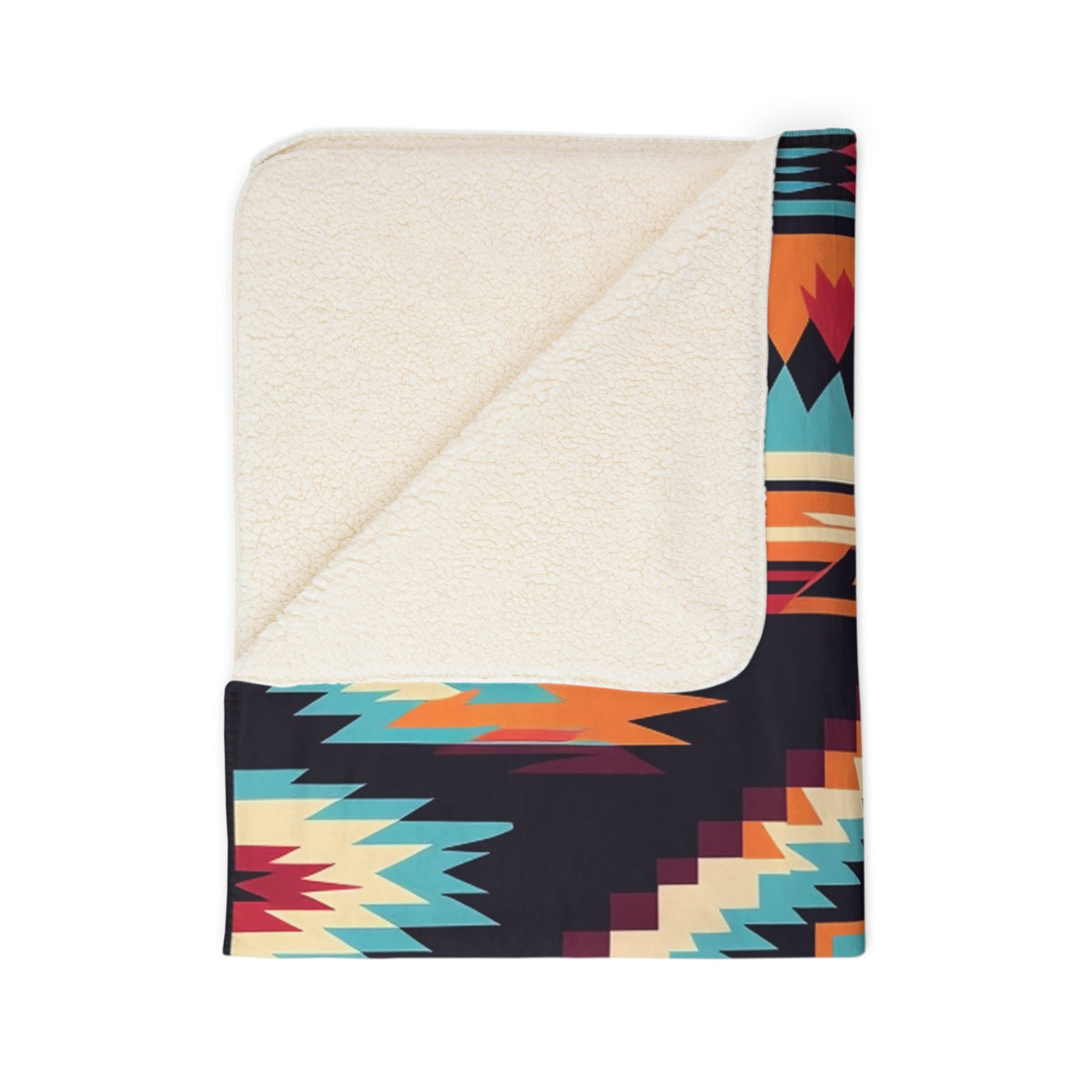 Cozy Native American Sherpa Throw, Fleece Southwest Bed Blanket, Western Decor Gift