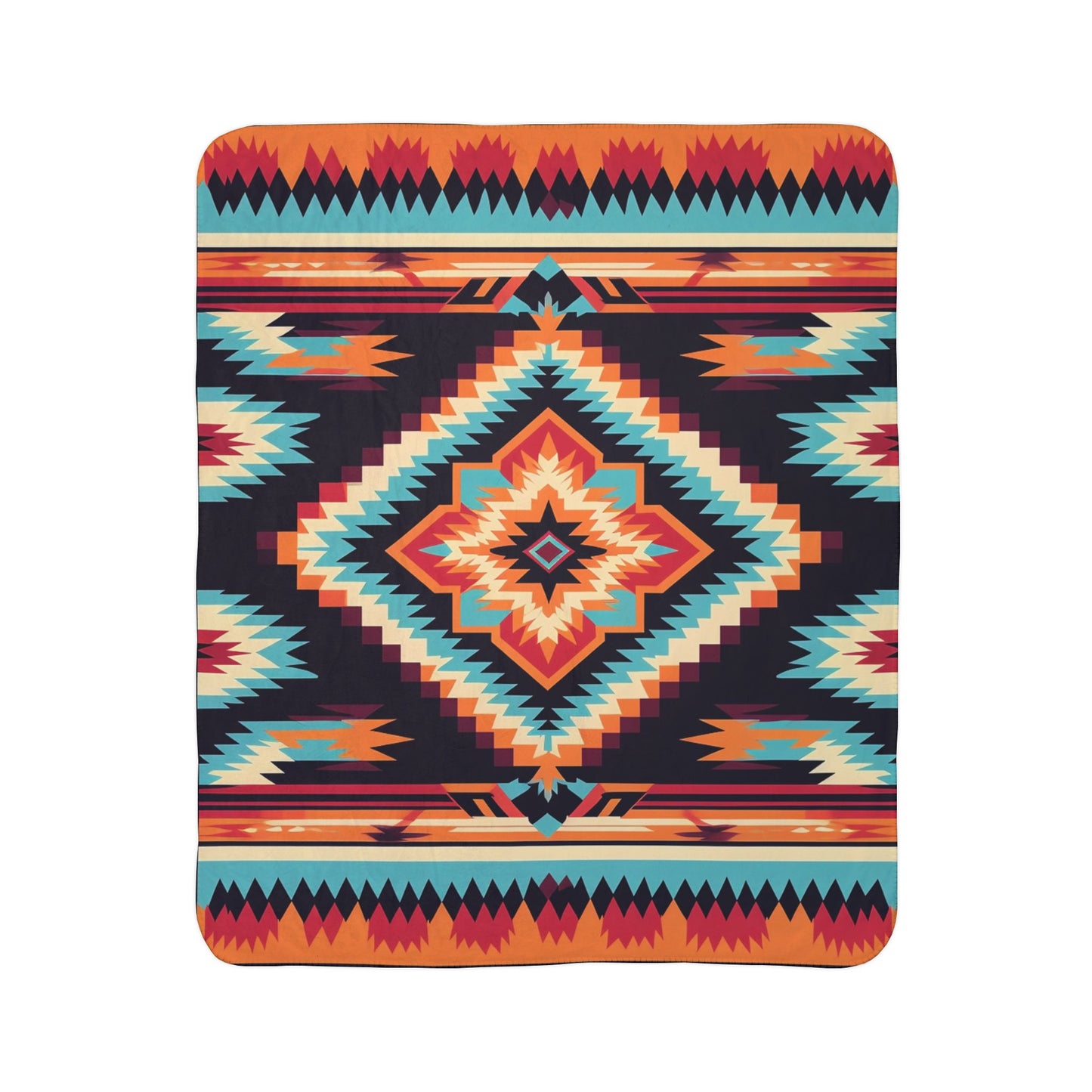 Cozy Native American Sherpa Throw, Fleece Southwest Bed Blanket, Western Decor Gift