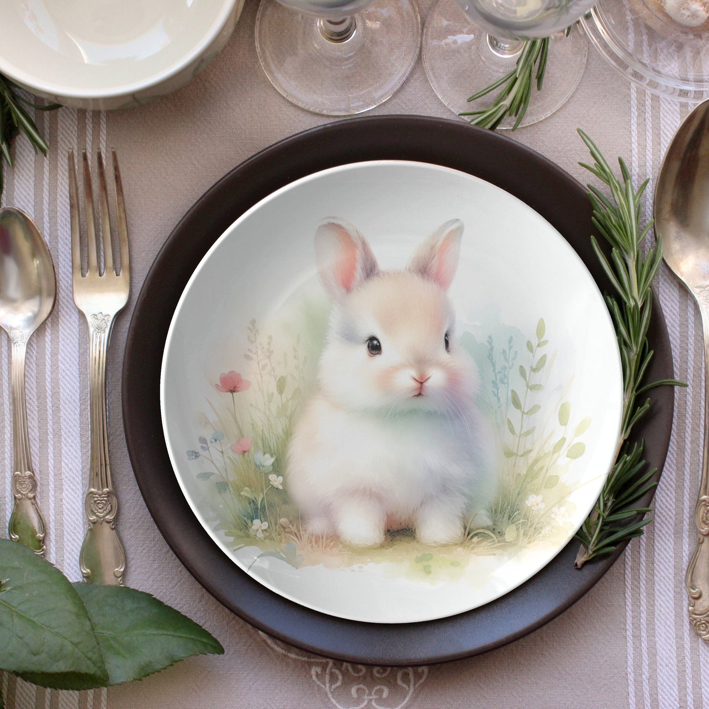 Bunny Dinner Plates: Handcrafted Rabbit Design for Easter, Holiday Gifts & Tableware Collections