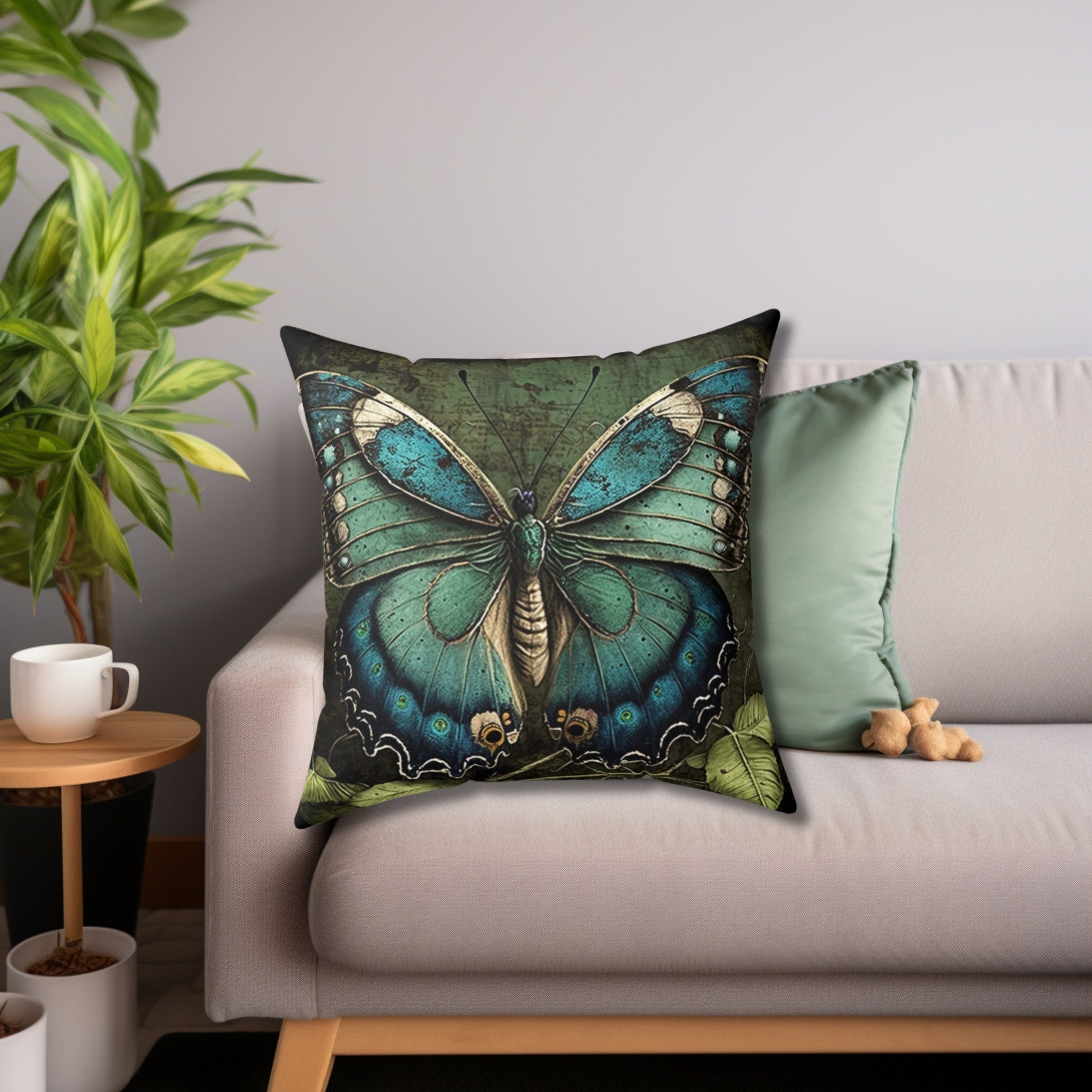 Butterfly Throw Pillow, Green & Blue Butterfly Pillow, Throw Pillow, Butterfly Pillow, Host Gift