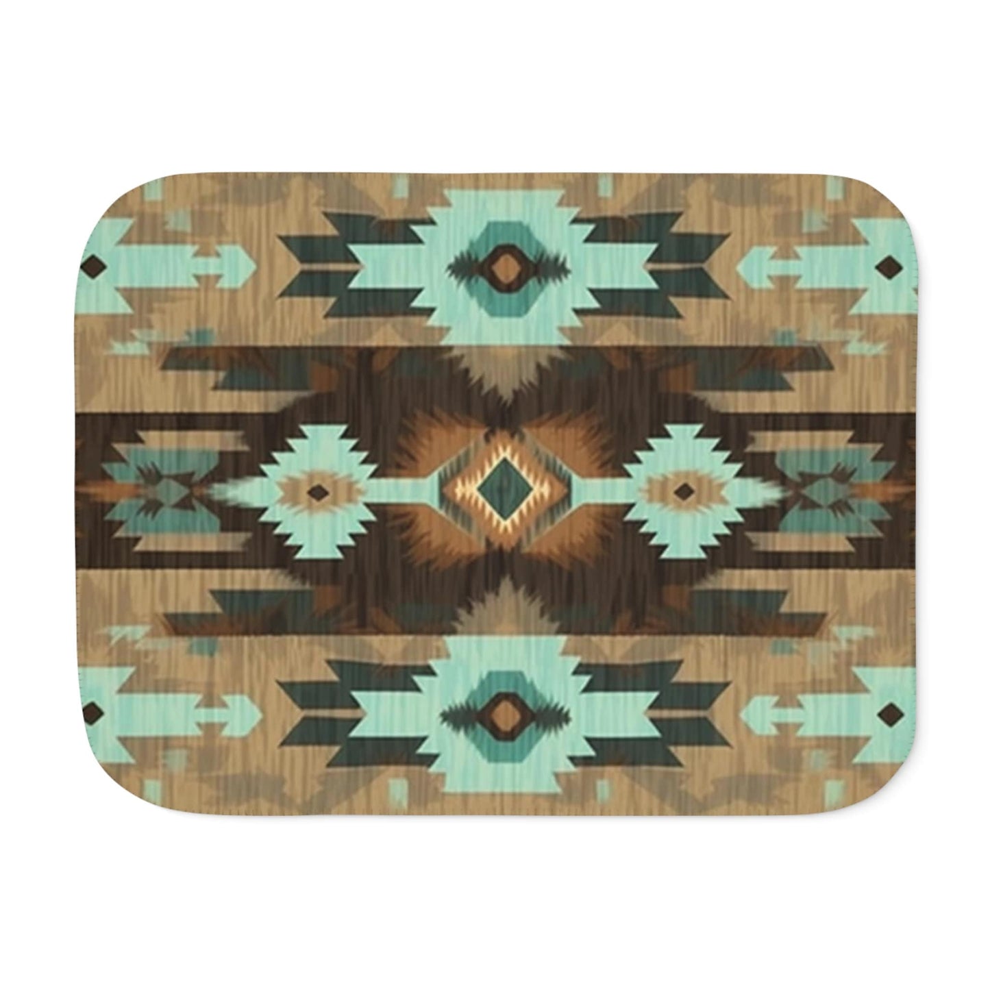 Southwest Native Sherpa Throw Blanket - Bohemian Home Decor Gift Cozy Lightweight Geometric Pattern