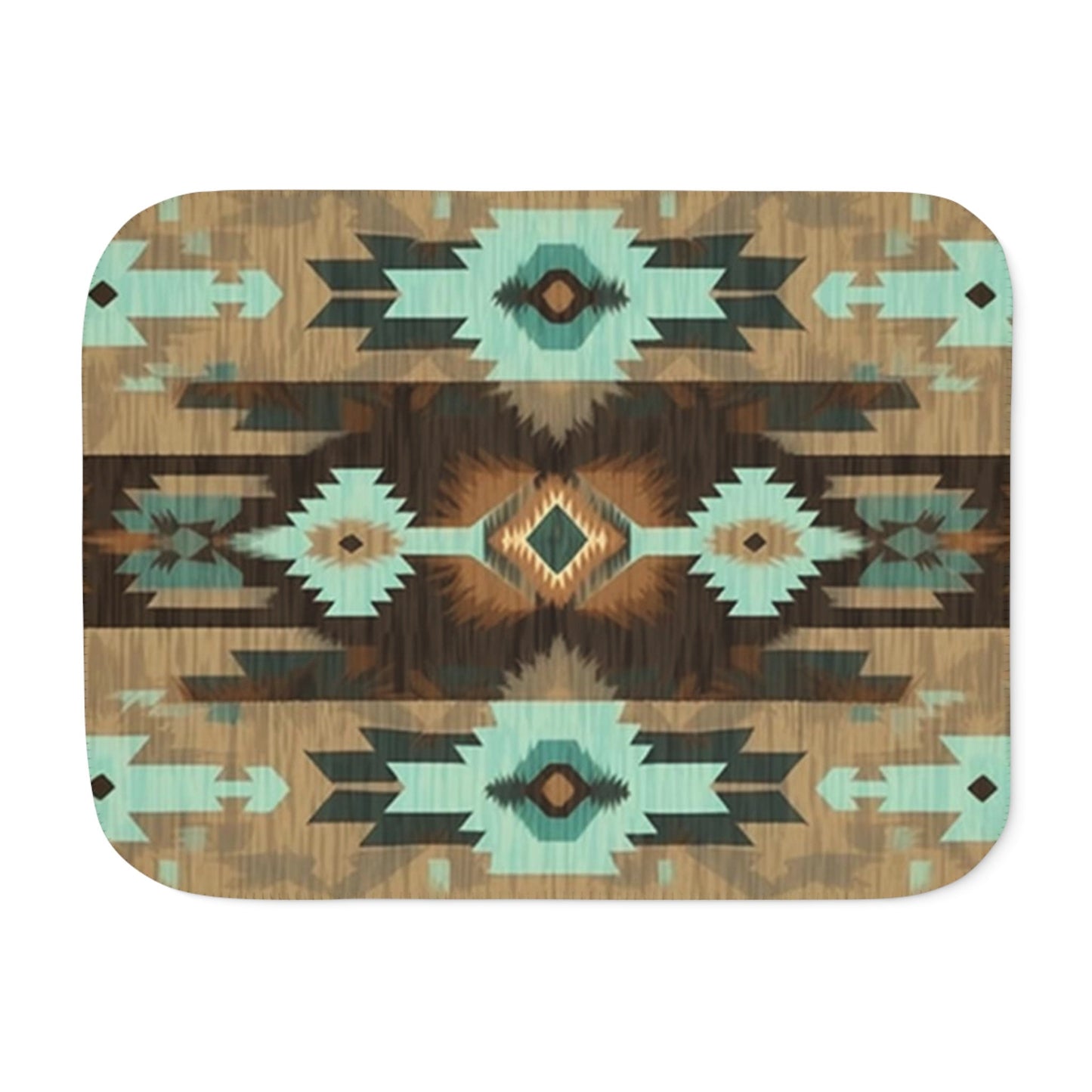 Southwest Native Sherpa Throw Blanket - Bohemian Home Decor Gift Cozy Lightweight Geometric Pattern