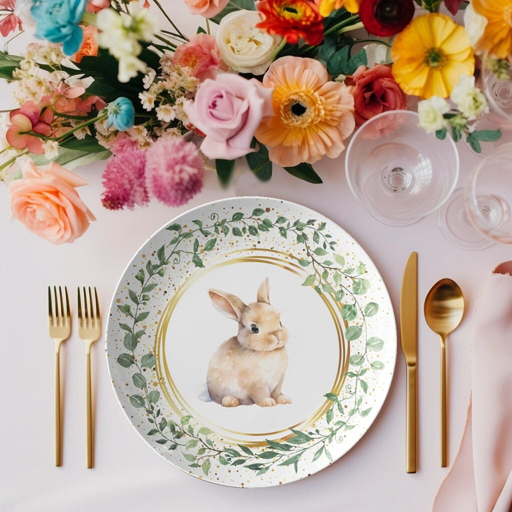 Easter Dinner Plate, Charming Retro Rabbit Lunch Plates - Ideal for Holiday Dining
