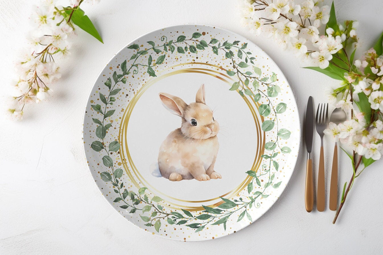 Easter Dinner Plate, Charming Retro Rabbit Lunch Plates - Ideal for Holiday Dining