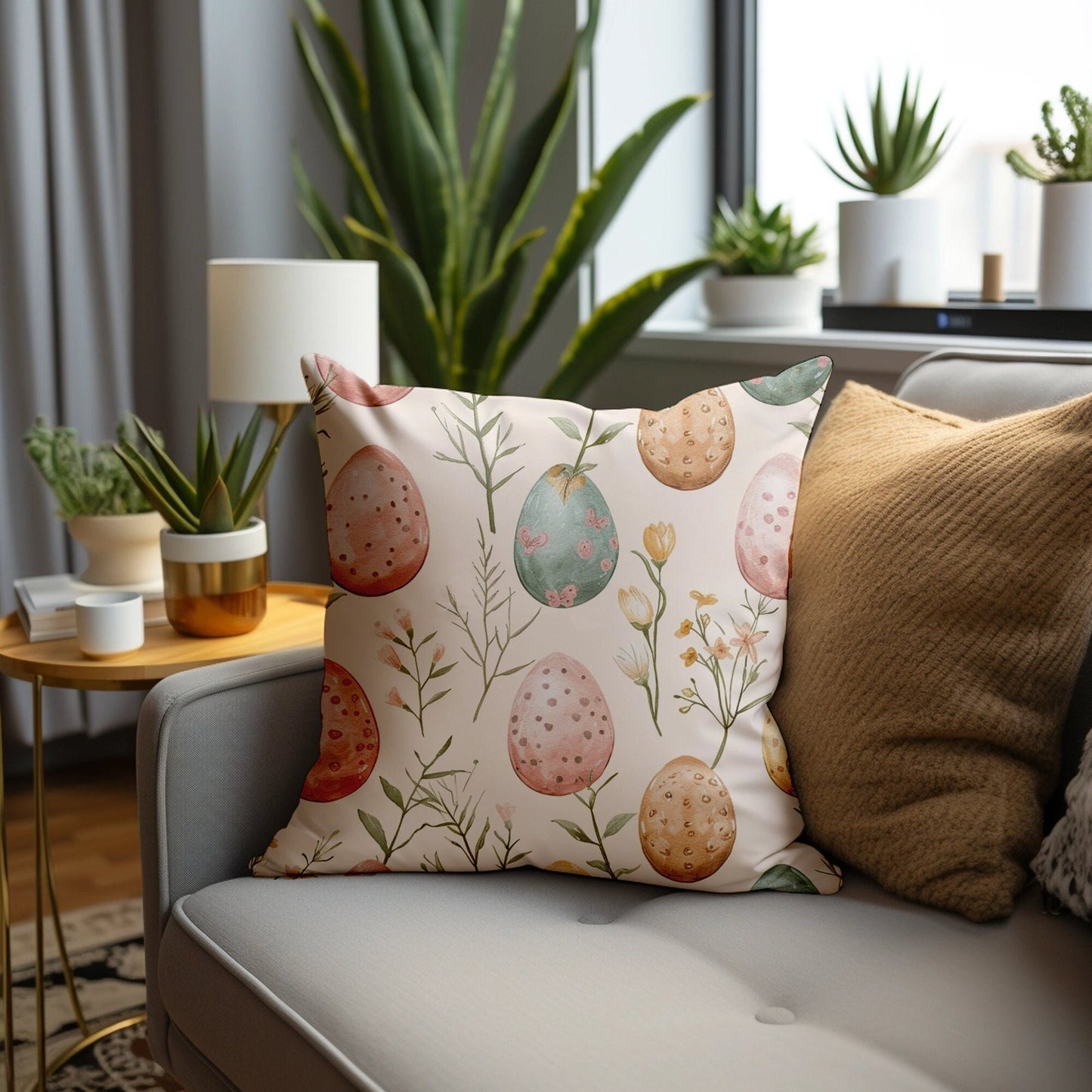 Charming Easter Egg Throw Pillow: Adorable Holiday Decor & Thoughtful