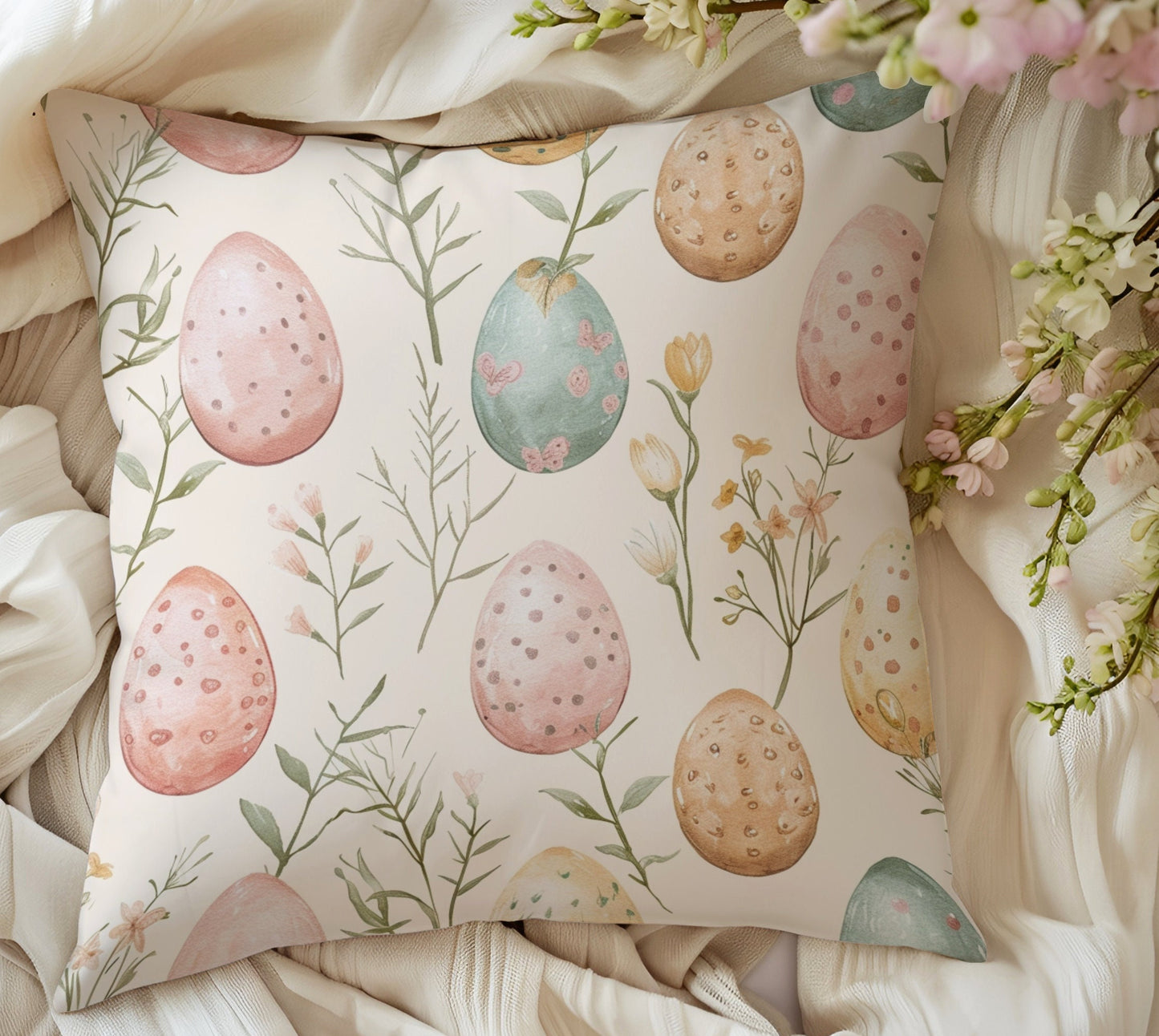 Easter Egg Throw Pillow, 100% Polyester with Insert and Double-Sided Print
