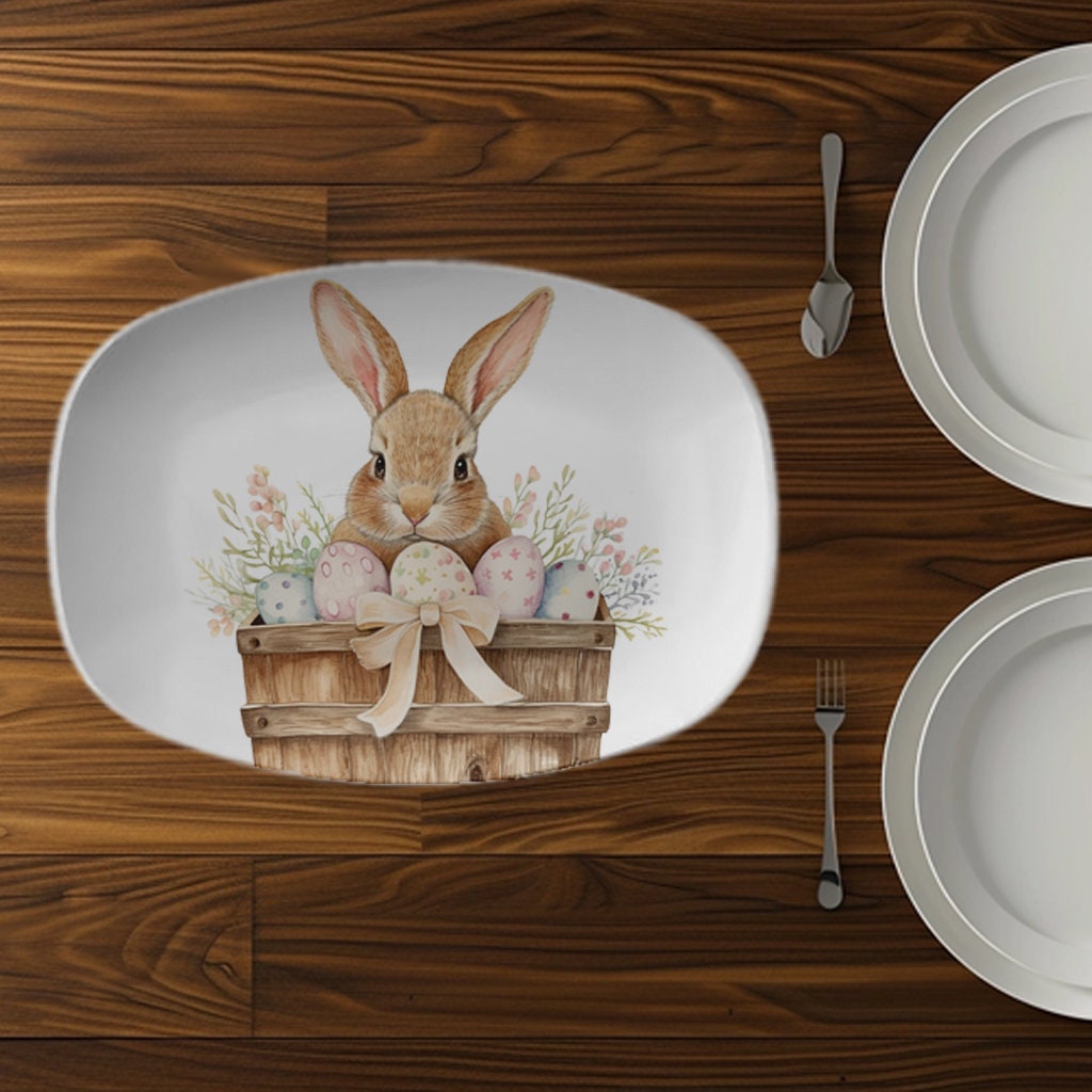 Easter Bunny Oval Serving Platter - ThermoSaf Dinnerware for Festive Meals & Gift Giving