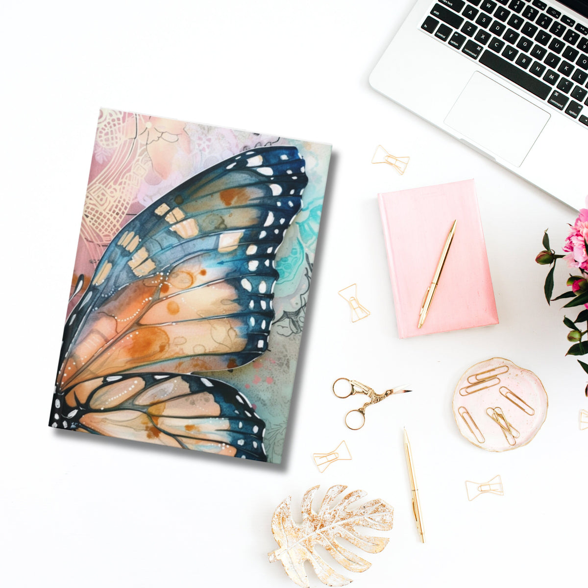 Butterfly Wing Journal: Notebook Gift for Friend, Inspirational Sketchbook, Blue Stationery