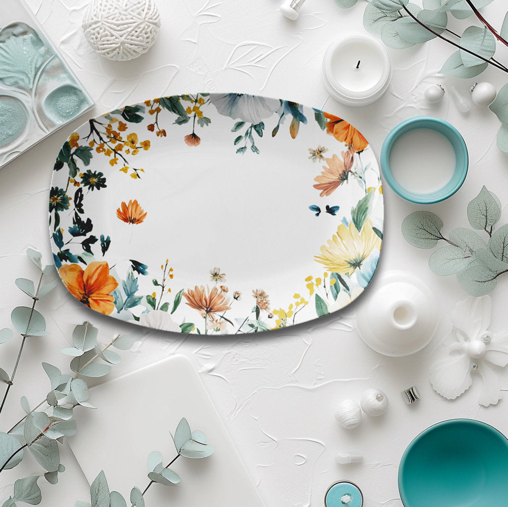 Floral Serving Platter: Handcrafted Decorative Dish for Celebrations, Gifts & Entertaining