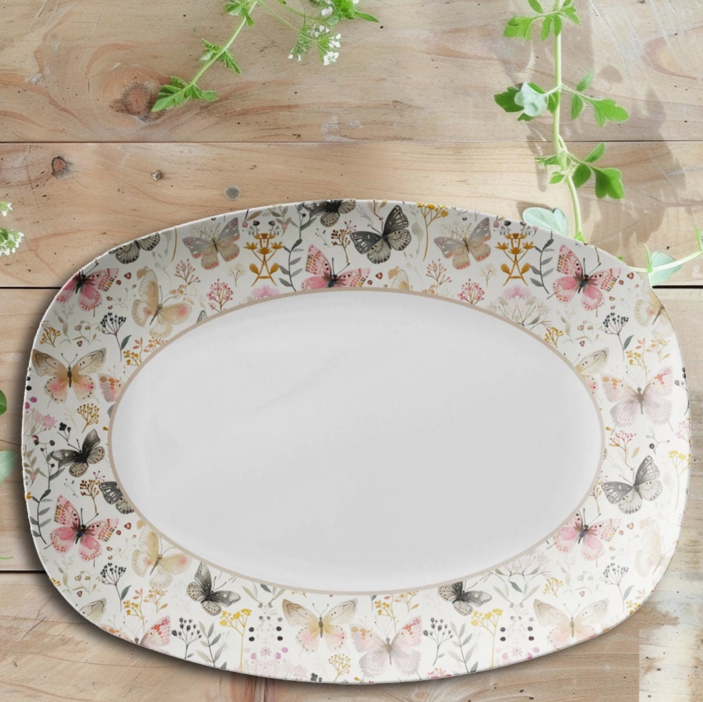 Butterfly Serving Tray: Whimsical ThermoSaf® Plastic Platter, 10" x 14"