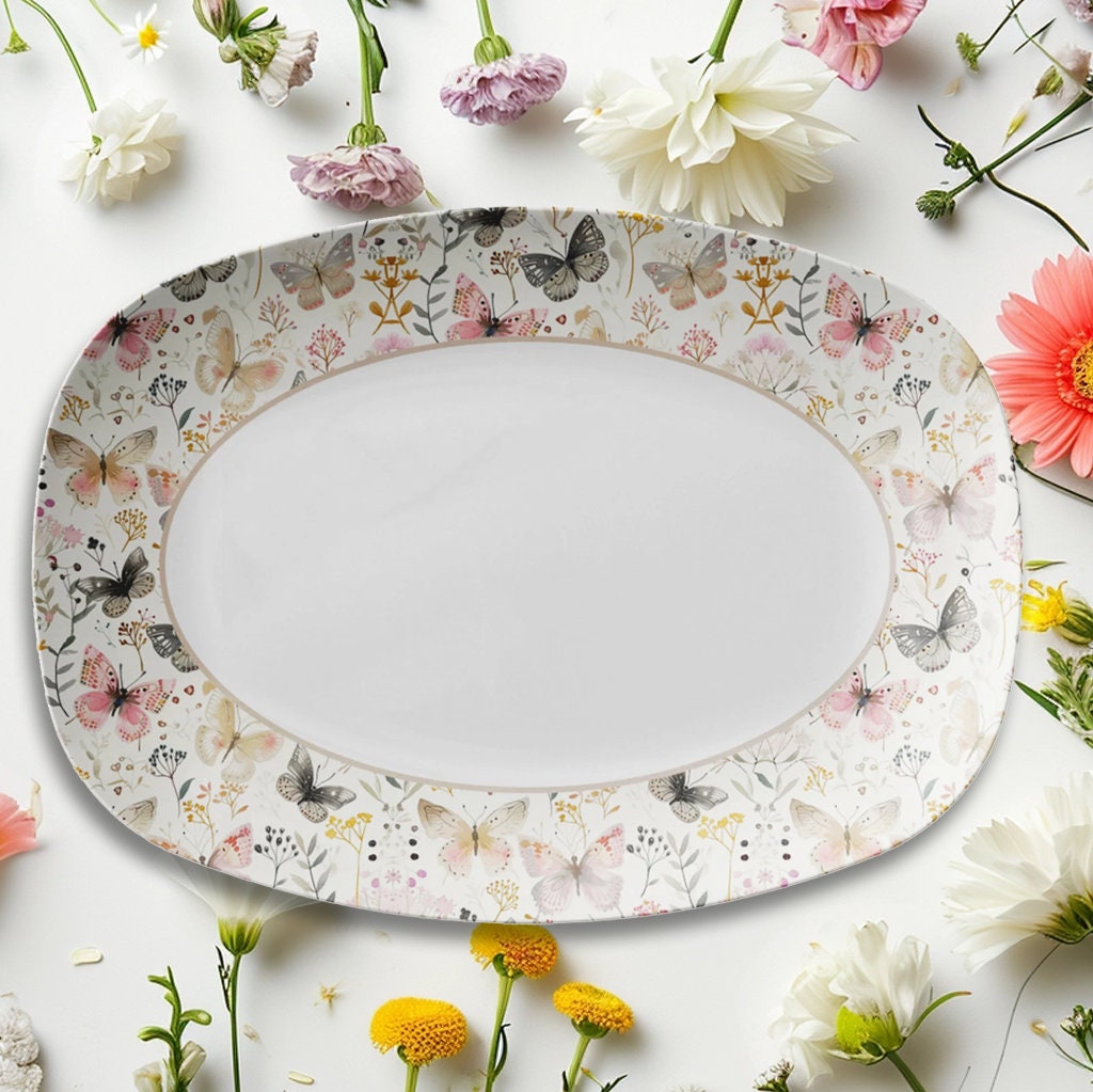 Butterfly Serving Tray: Whimsical ThermoSaf® Plastic Platter, 10" x 14"