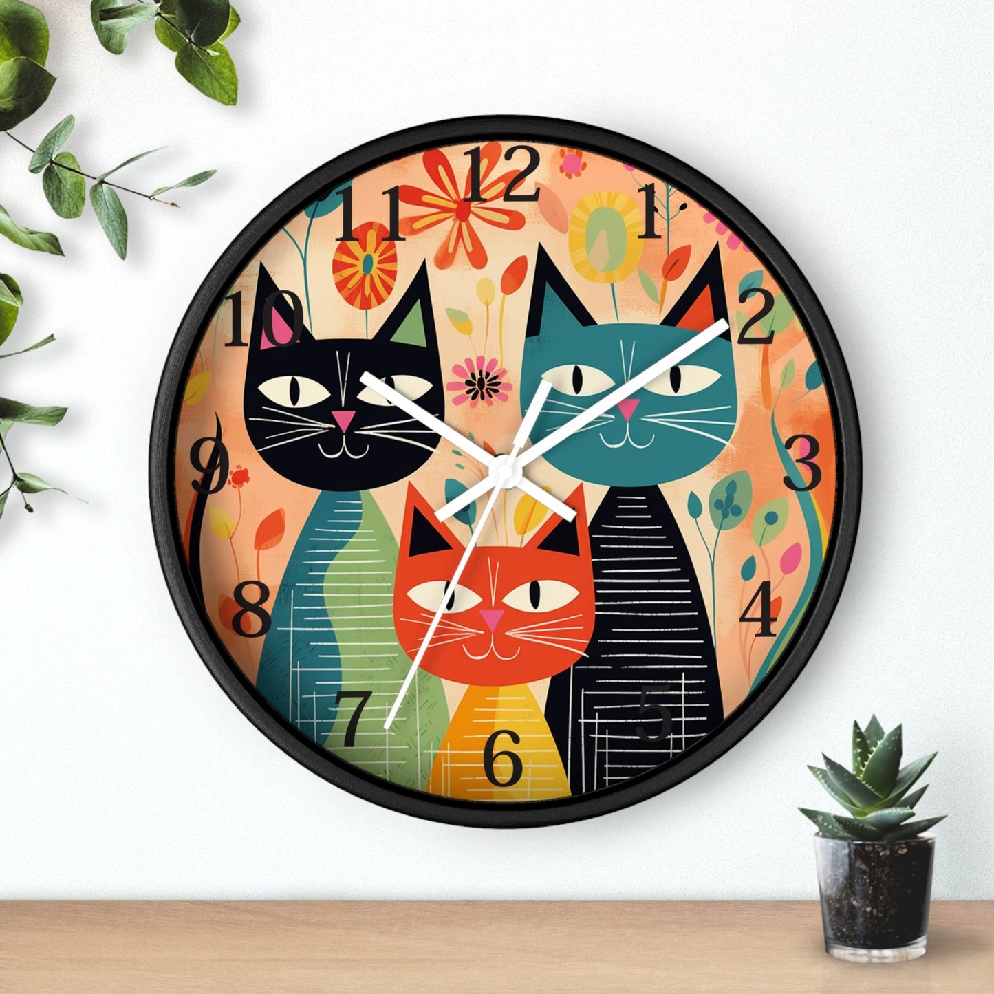 Vintage Mid-Century Cat Wall Clock for Unique Home Decor Gift