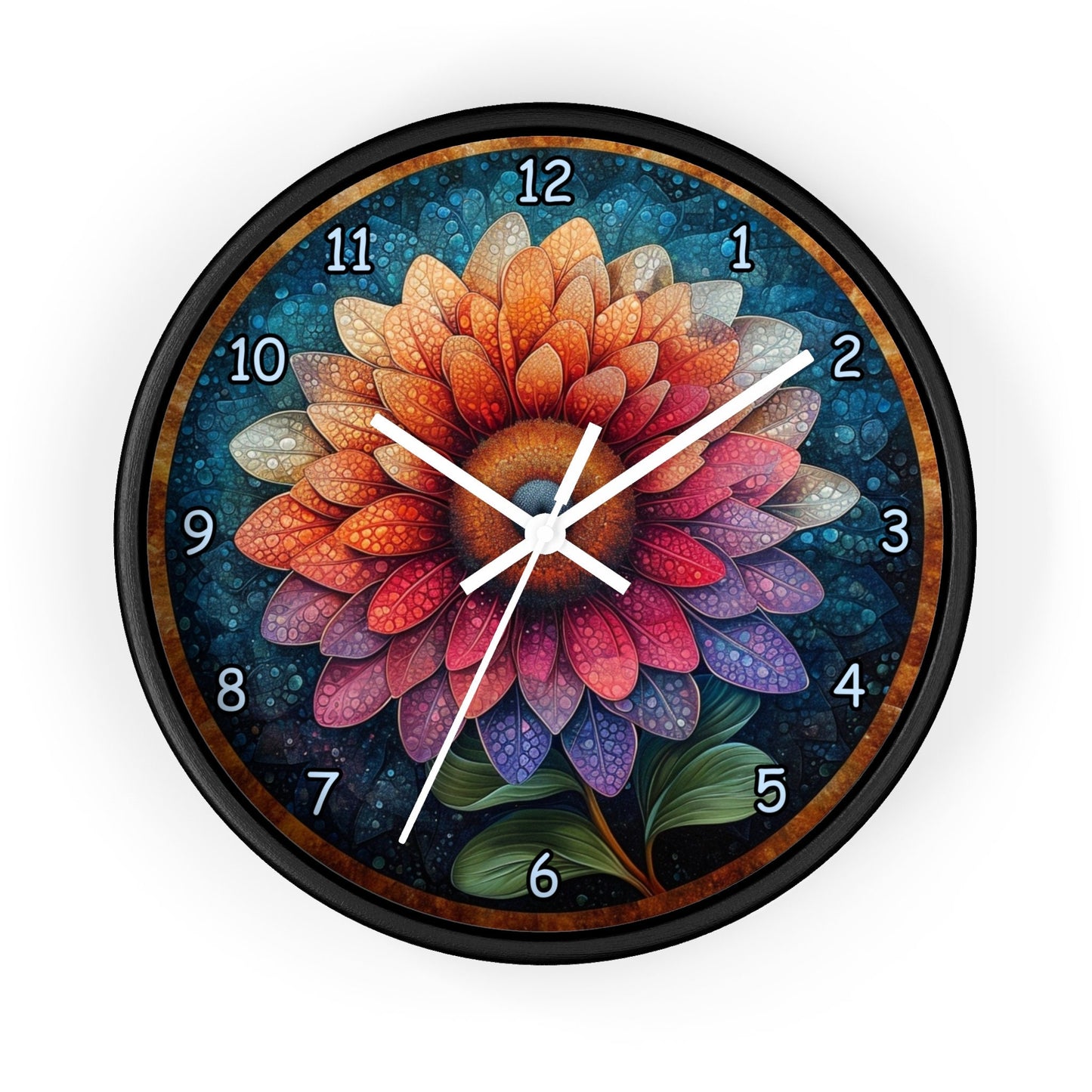 Wooden Mandala Flower Wall Clock with Numbers - Unique and Pretty Gift Idea