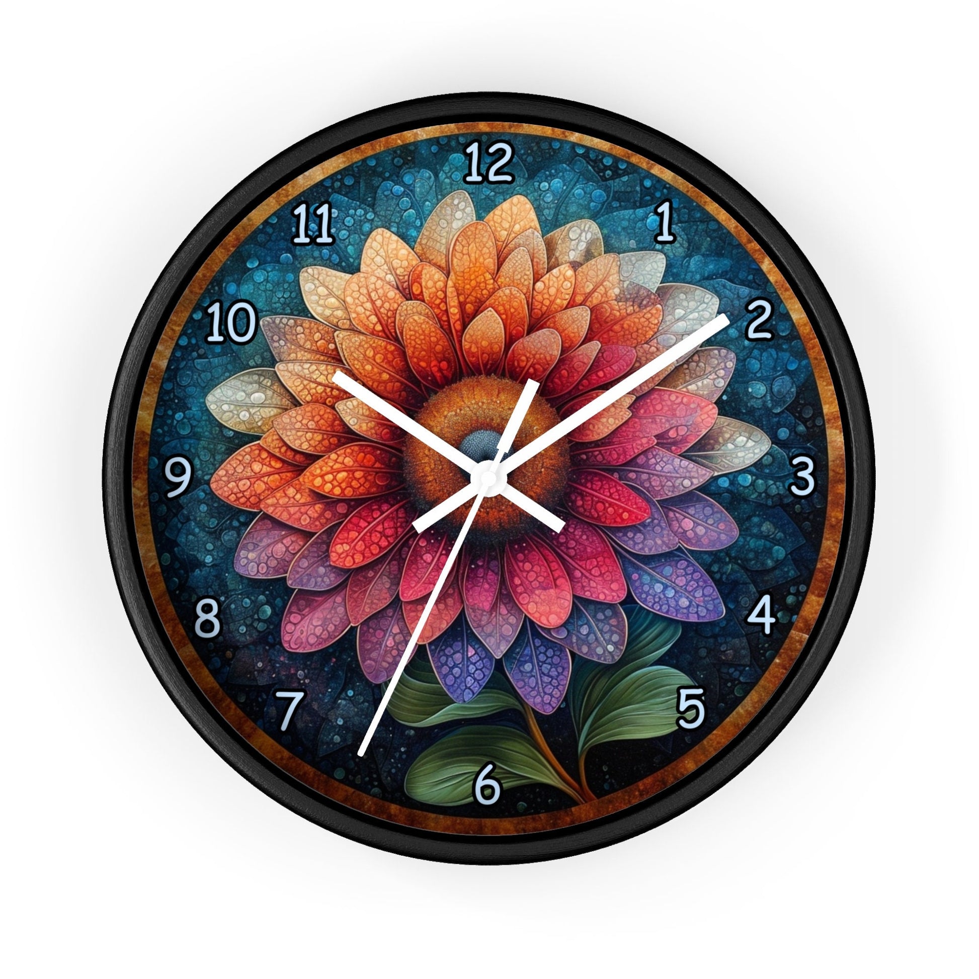 Wooden Mandala Flower Wall Clock with Numbers - Unique and Pretty Gift Idea