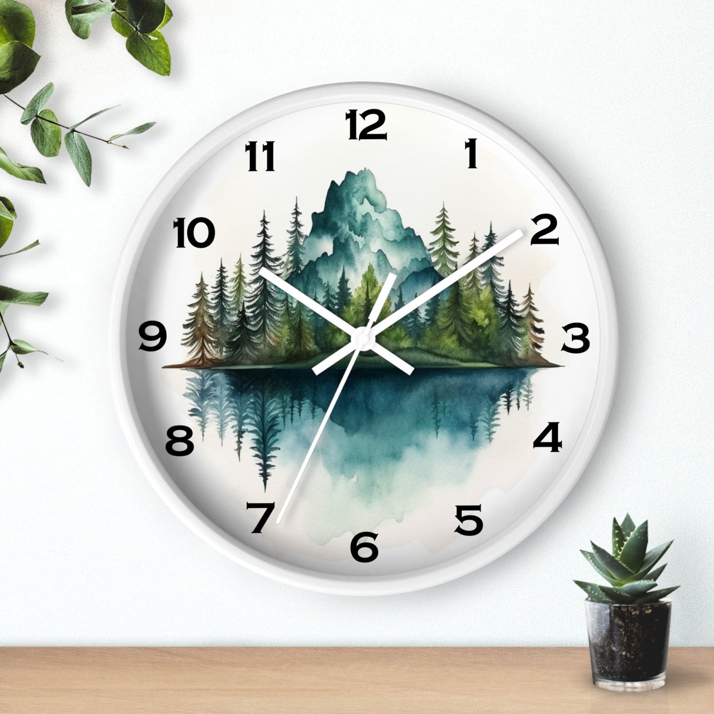 Rustic Pine Tree Mountain Wall Clock: Nature-Inspired Home Decor Gift for Outdoor Enthusiasts