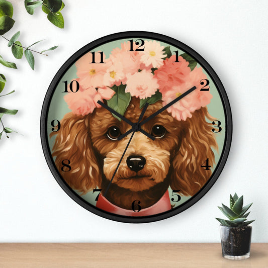 Retro Poodle Wall Clock, Vintage Dog Lover Decor with Silent Mechanism