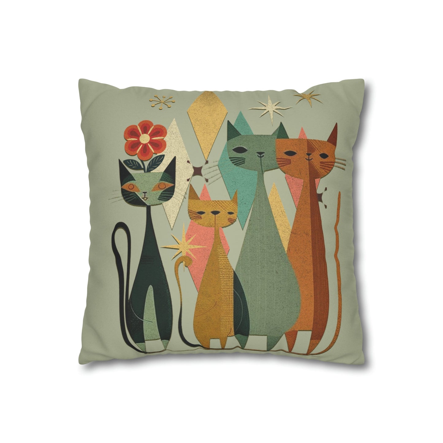 Mid-Century Cat Pillow, Cat Pillow Case, Cat Throw Pillow, Gift for Her, Gift for Wife, Home Decor, Pillow Decor, Christmas Gift, Gift Idea