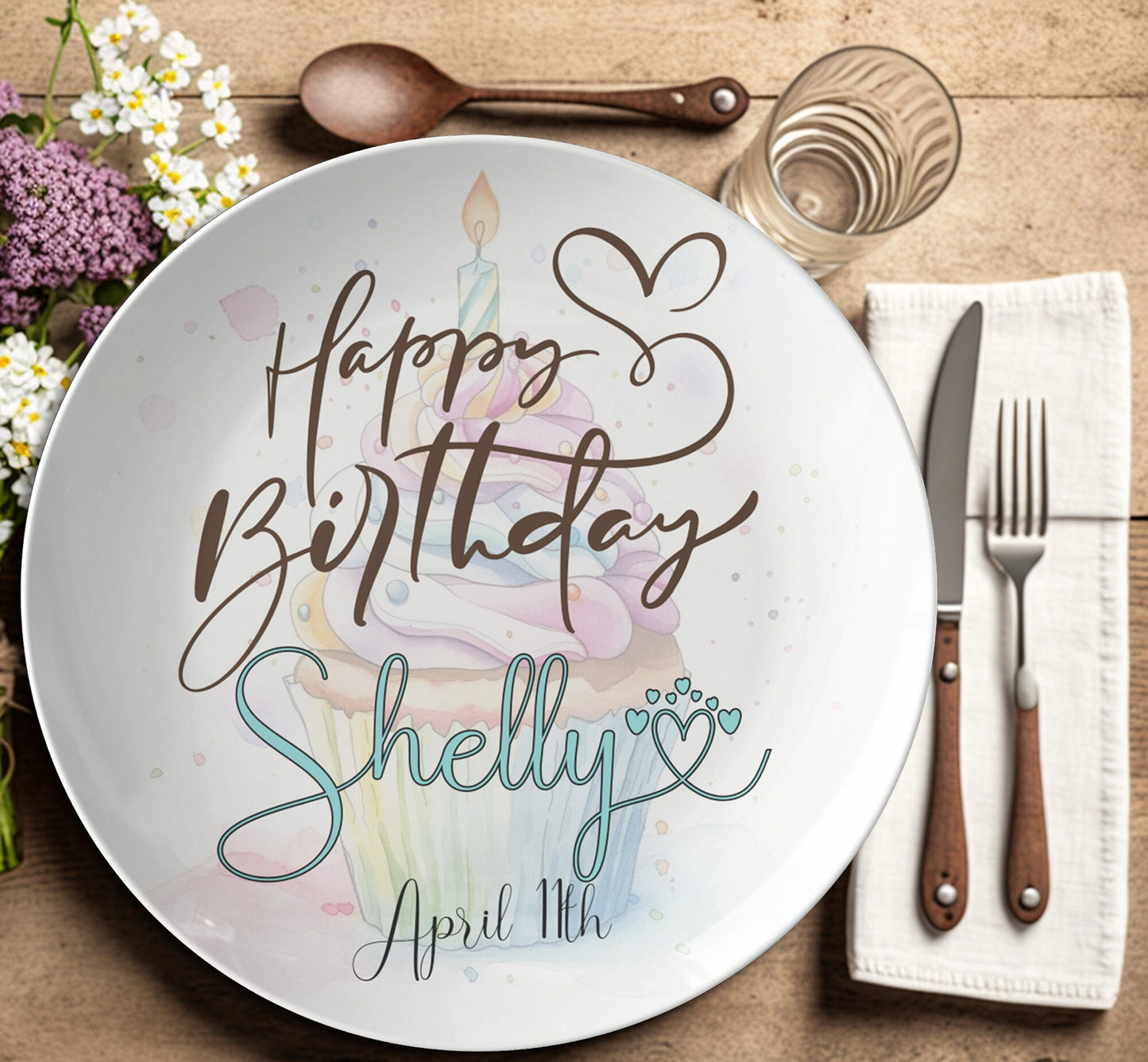 Personalized Birthday Cupcake Plate: Unbreakable Polymer Keepsake