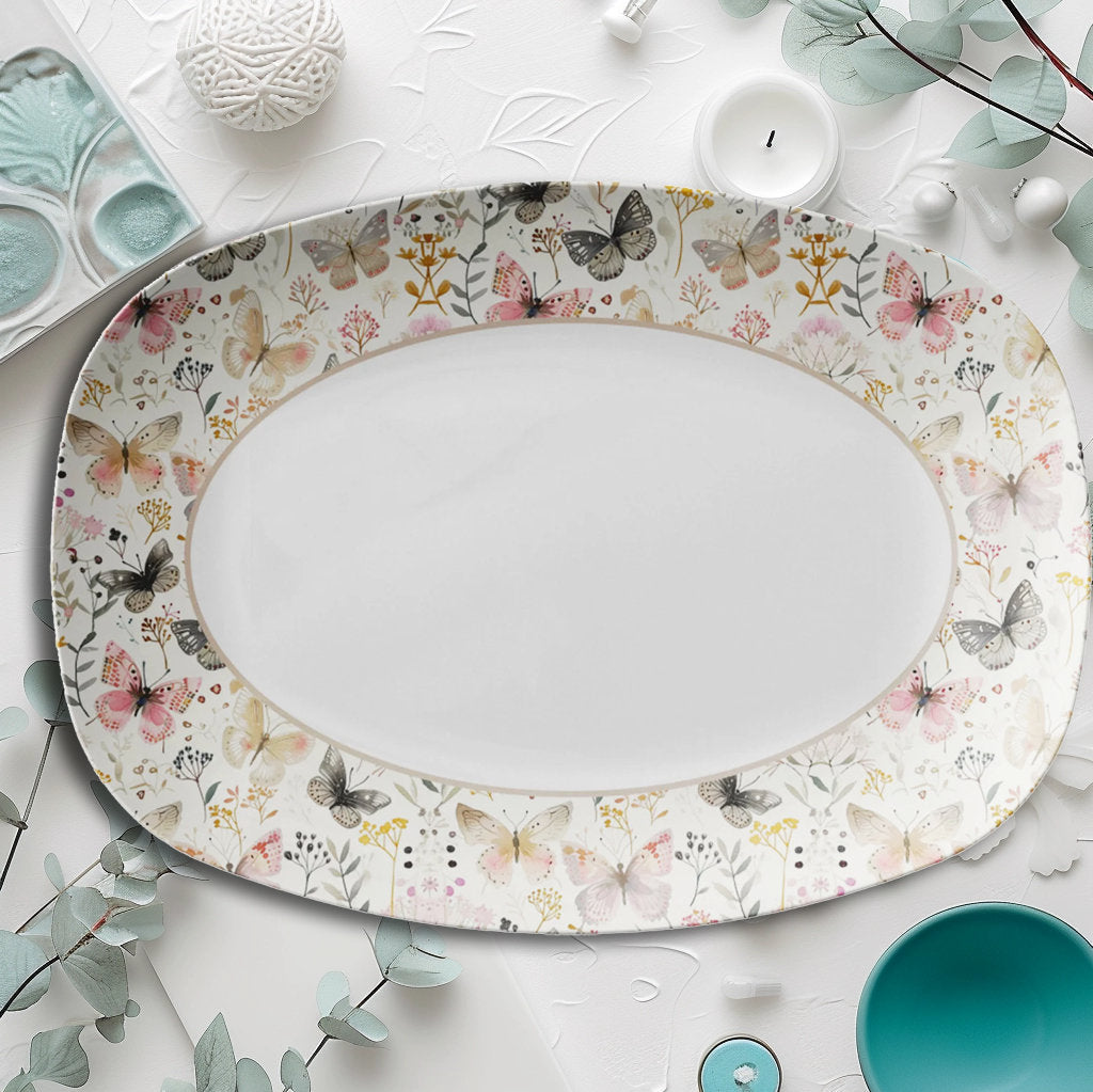 Butterfly Serving Tray: Whimsical ThermoSaf® Plastic Platter, 10" x 14"