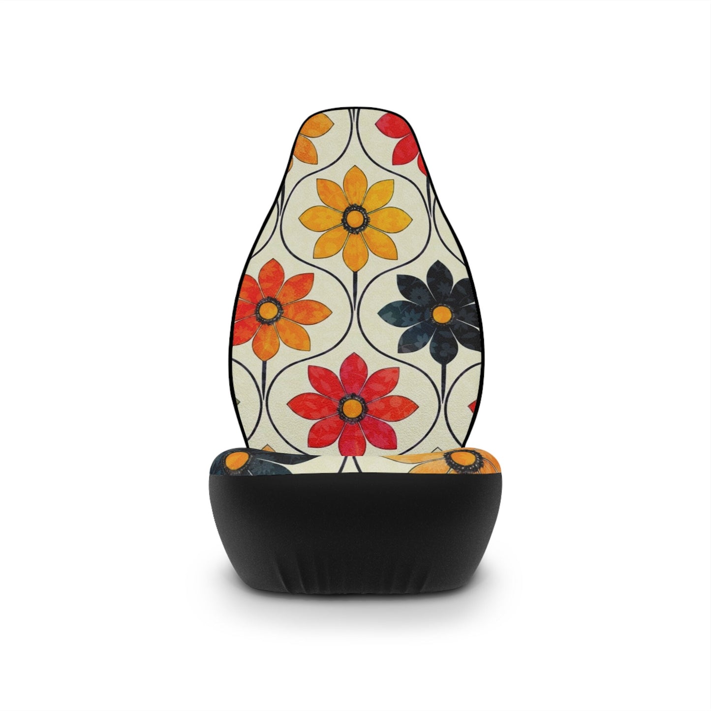 Retro Floral Car Seat Covers – Vintage Flower Auto Protectors (Set of 2)