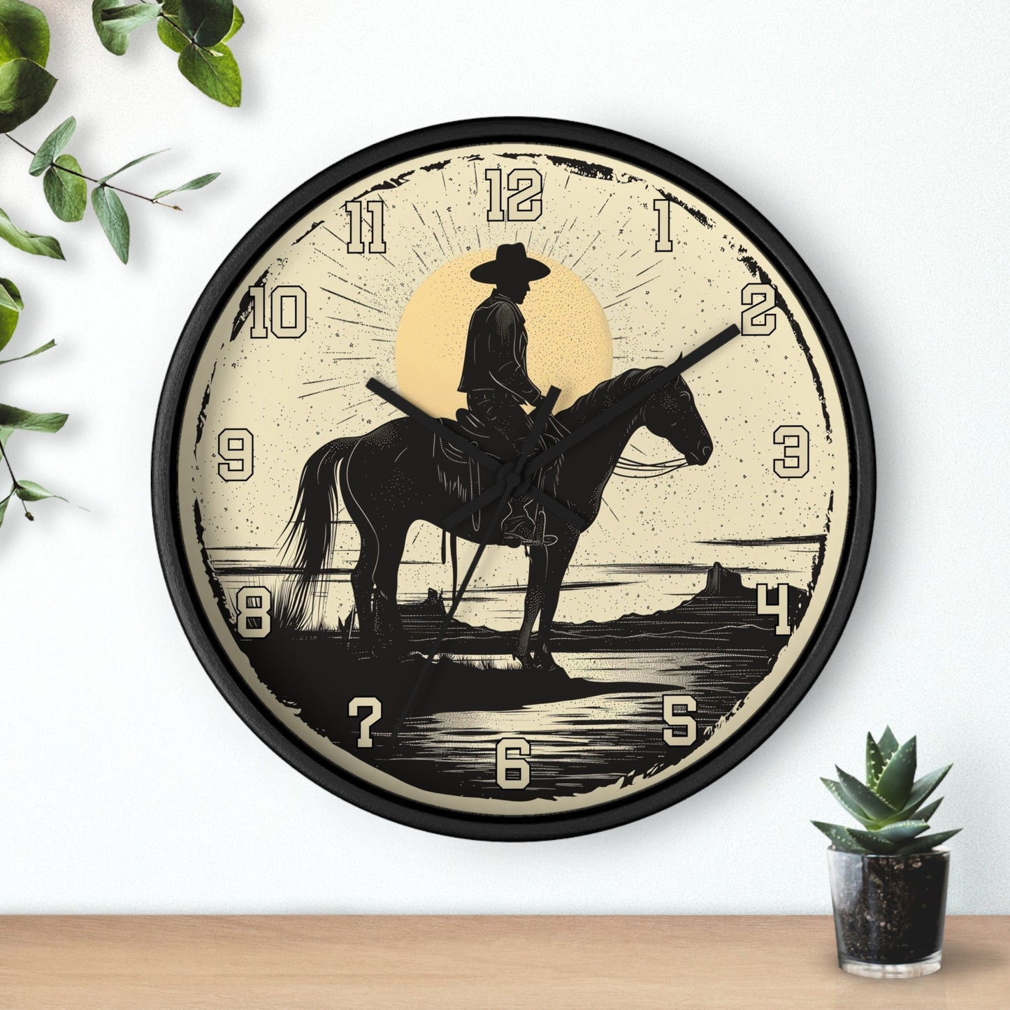 Rustic Western Cowboy Wall Clock: Decorative Timepiece for Ranch, Home, Office - Thoughtful Gift